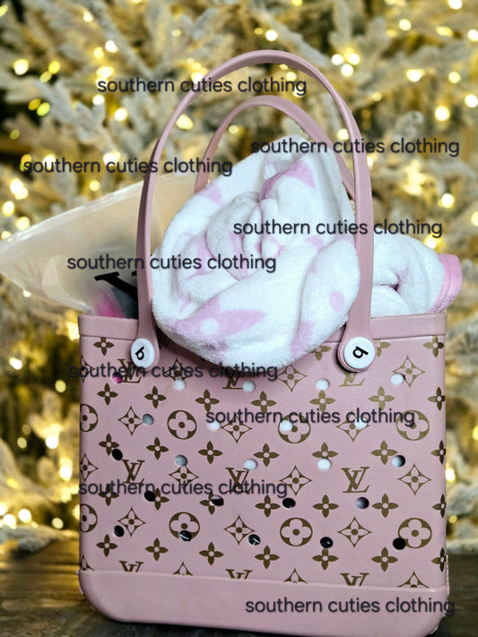 Pink Edition Christmas Baskets - bag - blanket - beanie