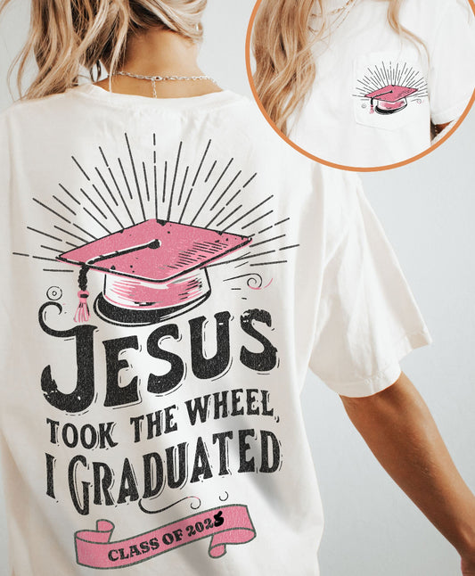 Jesus took the wheel senior 25 ADULT TEE OR PULLOVER