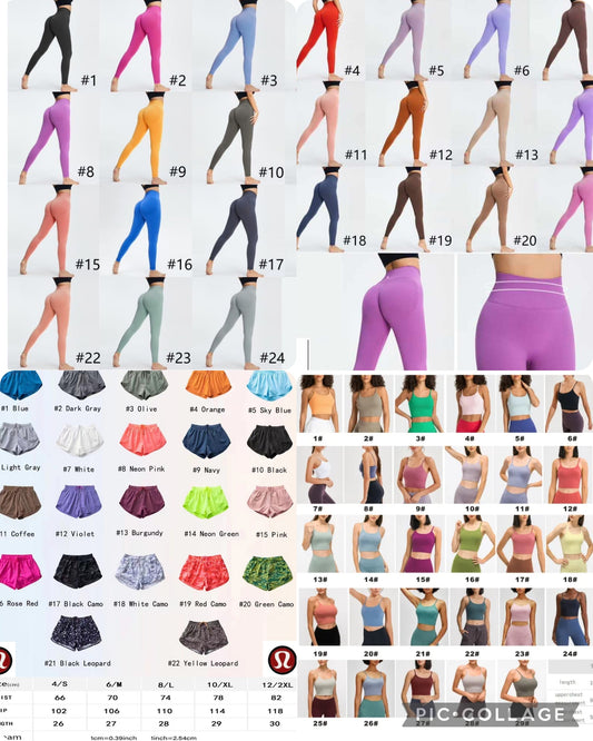 SET LULU LEGGINGS && BRA (ADD YOUR COLORS AND SIZES TO ORDER NOTES)