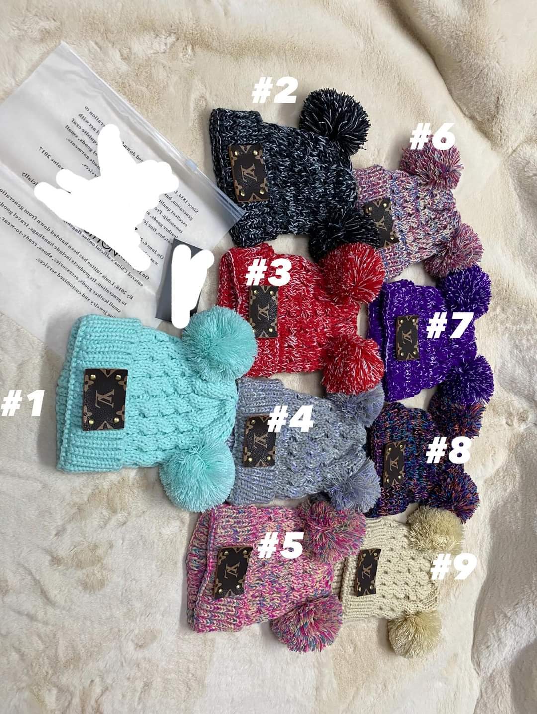 kids beenie double pom