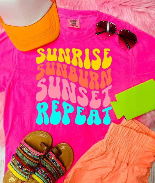 Sunrise Sunburn Sunset Repeat Tee