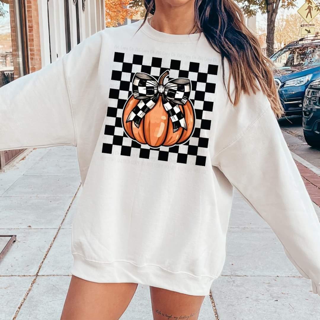 Checkerboard Pumpkin Pullover