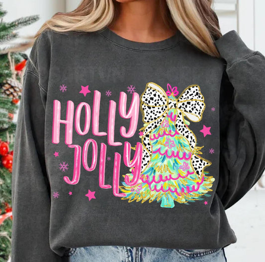 Holly Jolly Girly Tree Tee or Pullover