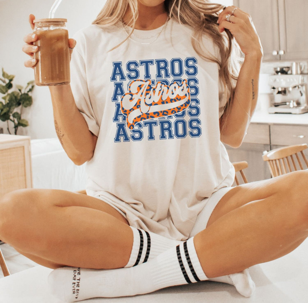 MLB Drop Astros stacked with cheetah Tee