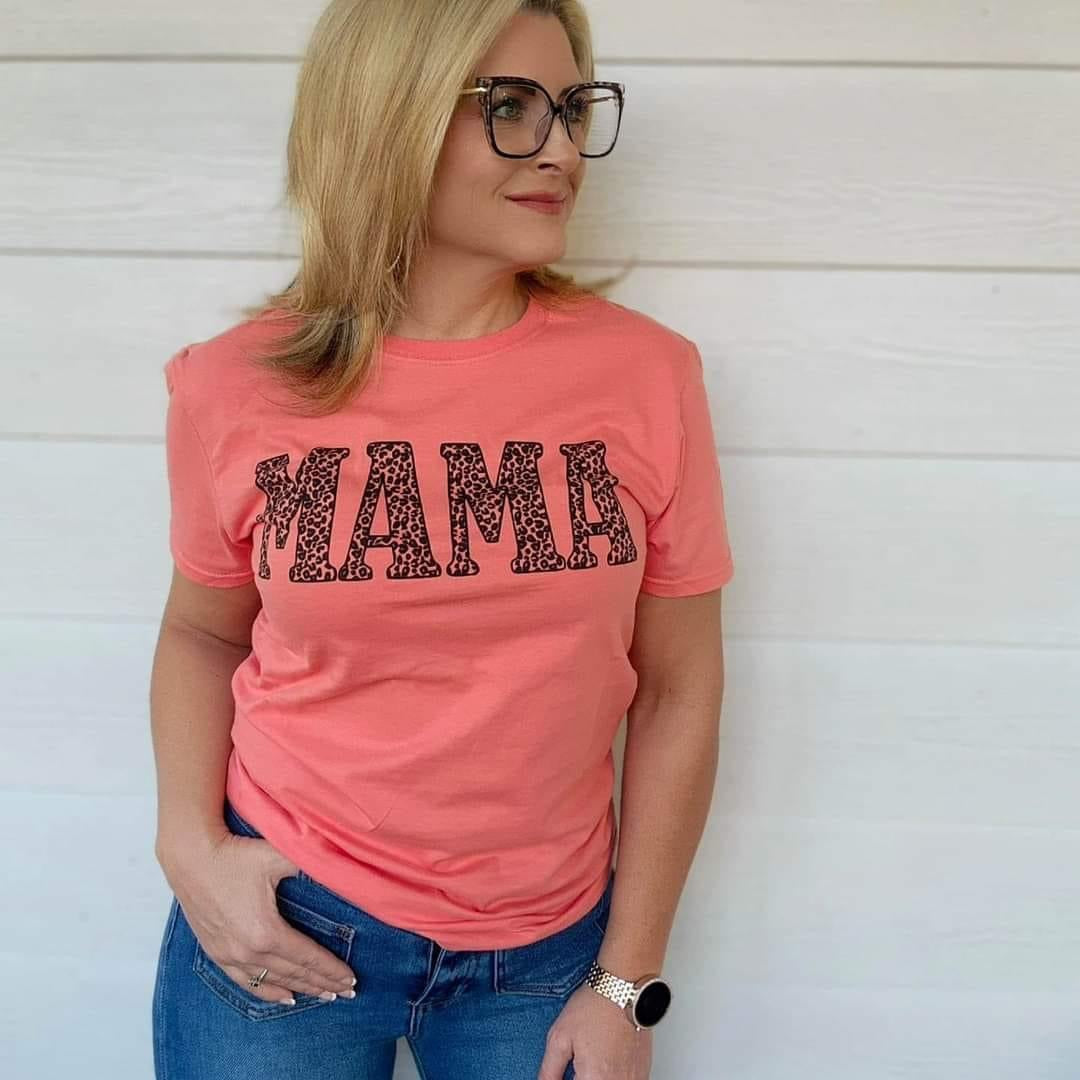 Mama Leopard Font Graphic Tee