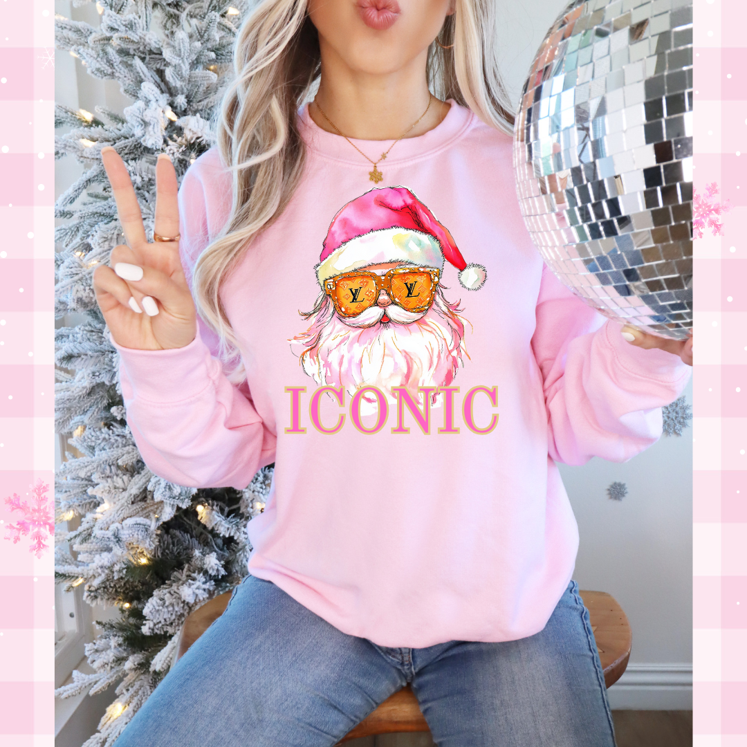 Iconic Pink Santa Christmas Tee or Pullover