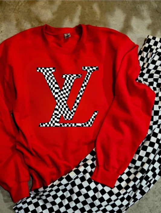 Checkered L V Tee or Pullover