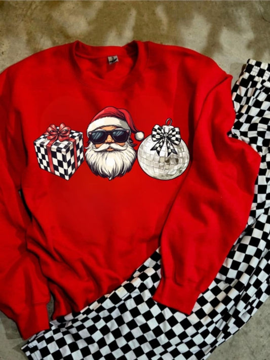 Santa Presents Checkered Tee or Pullover