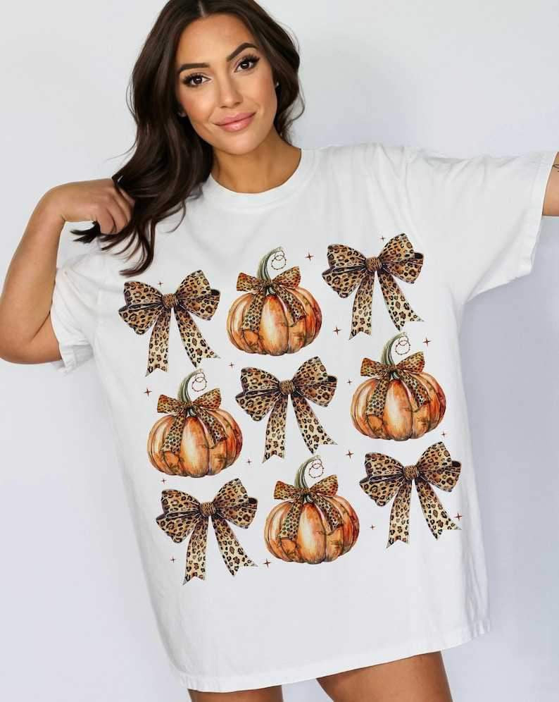 Cheetah Bows and Pumpkins Tee or Pullover