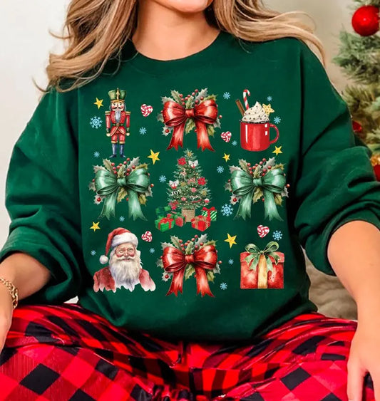 Santa and Bows Tee or Pullover