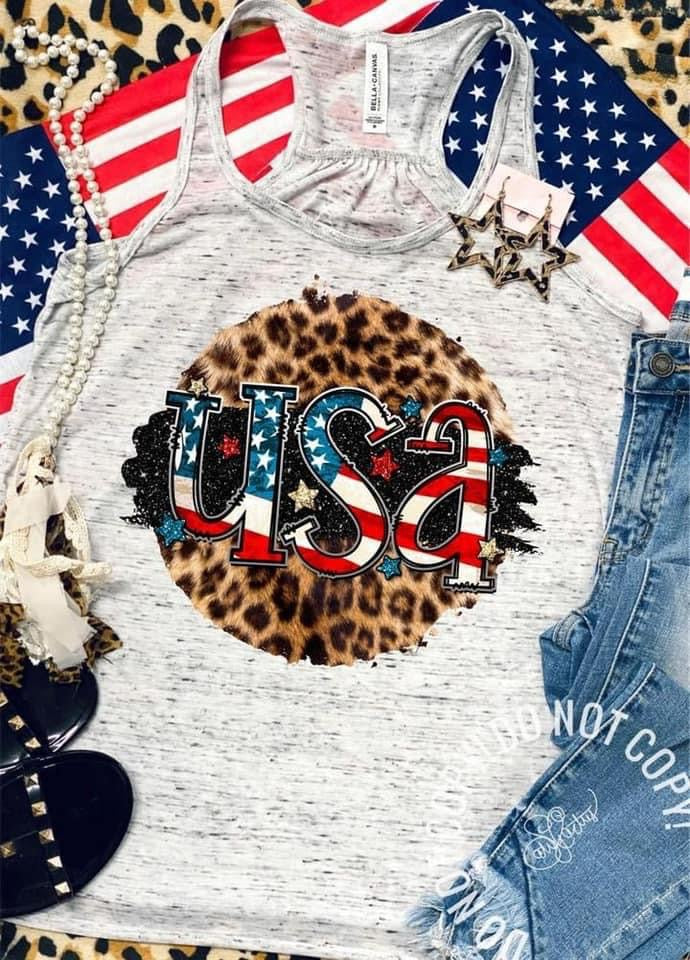 USA Cheetah Marble Tank Graphic