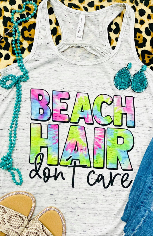 Beach Hair Don’t Care Marble Tank Graphic